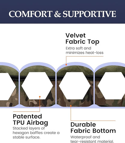 Inflatable Sleeping Pad for Camping, Extra-Thick 4.75" Single Air Mattress with Soft Velvet Top, Machine Washable, Family Lightweight 4-Season Pad for Traveling & Hiking, Green