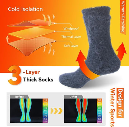 Sunew Warm Thermal Socks 4 Pack, Mens Womens Winter Heated Outdoor Skiing Thermal Socks