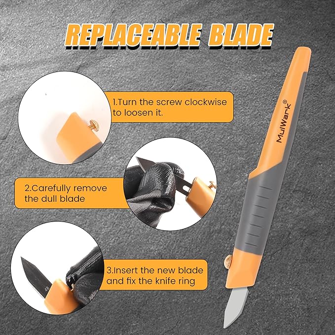 MulWark 32-Piece Precision Hobby Knife Set - Exacto Knife Set For Modeling - Craft Knife Handle Customized With Chiseling, Stencil Edge And Fine Point Blades With Sharpening Stone And Steel Ruler