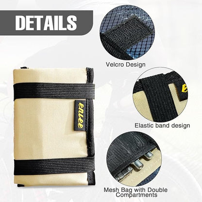 WEEROCK Bike Saddle Bag for Bicycle Tool, Foldable Small Size Waterproof Bike Seat Bag for Bike Repair Tools,Beige