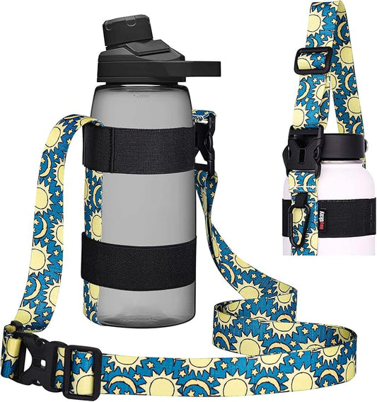 HEYSKAY Water Bottle Holder With Handle and Adjustable Shoulder Strap, Sling With Carabiner for 12oz-40oz Hydro Flask, Sports, Gym, Hiking, Camping, Walking