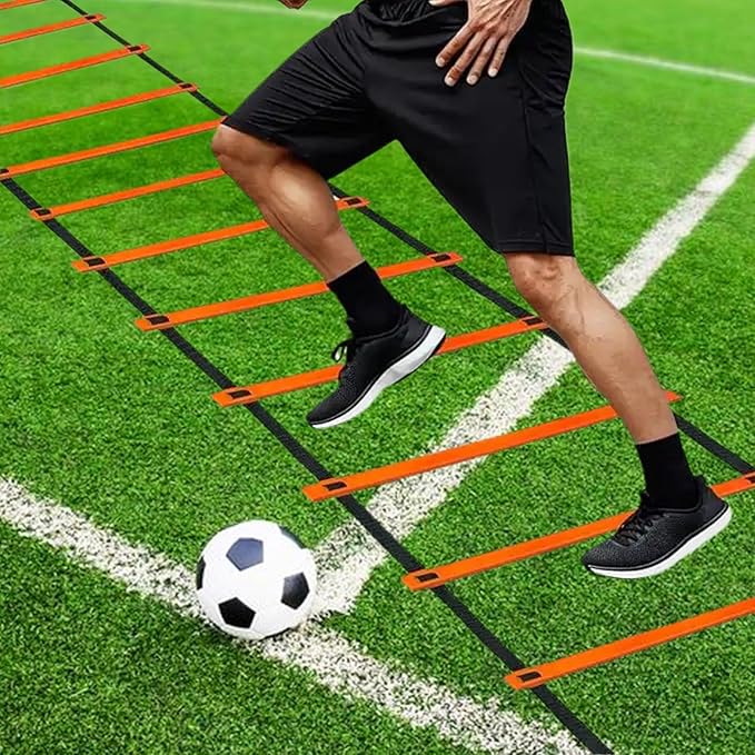 20 Pcs Agility Ladder Set,with 19FT Agility Ladder,Running Parachute,12 Soccer Cones for Basketball Football Soccer Boxing Sport Speed Training,