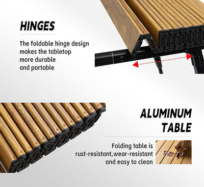 Portable Adjustable Camping Table - Sturdy Aluminum, Oversized Foldable Surface for Outdoor Picnic, BBQ, and Indoor Use