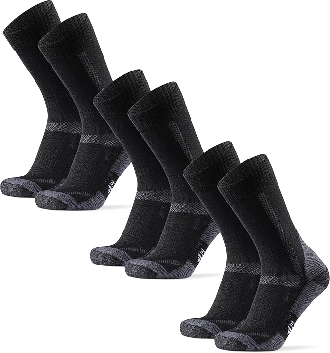 DANISH ENDURANCE Merino Wool Hiking Crew Socks for Men & Women, Cushioned Anti-Blister, Breathable - 3 Pairs