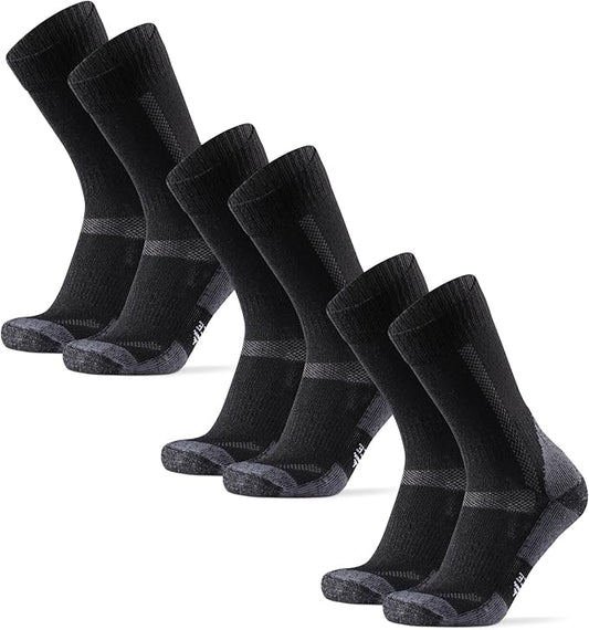 DANISH ENDURANCE Merino Wool Hiking Crew Socks for Men & Women, Cushioned Anti-Blister, Breathable - 3 Pairs