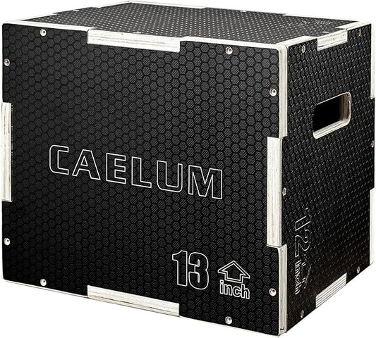 CAELUM 3-in-1 Wood Plyo Box - Non-Slip Plyometric Jump Box for Home & Gym, 400lbs Bearing Fitness Launch Box for Jumping Squats Step-ups Strength Training