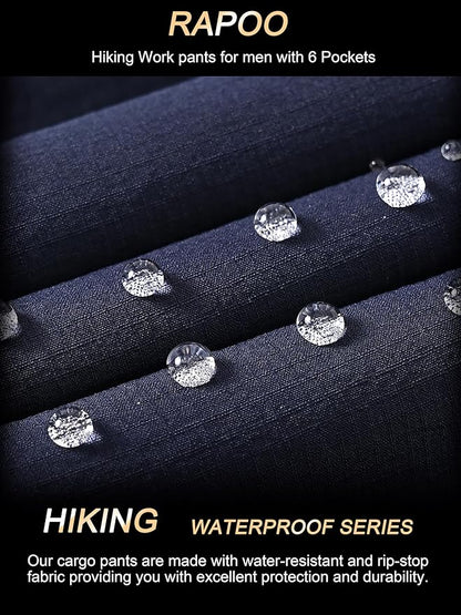 Rapoo Mens Hiking Pants Lightweight Water Resistant Breathable Nylon Cargo Pants with 6 Pockets