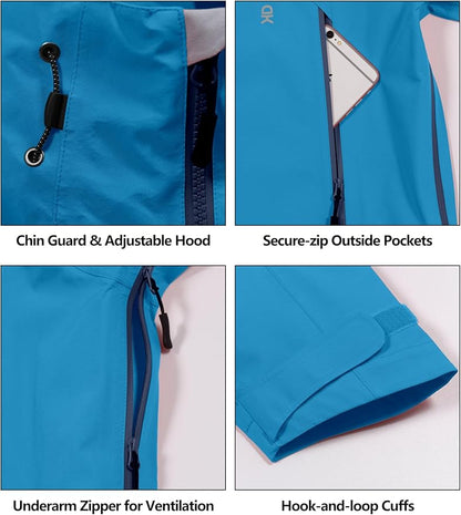 Little Donkey Andy Men's High-performance 3L Hard Shell Waterproof Rain Jacket Breathable Rain Gear for Hiking,Travelling