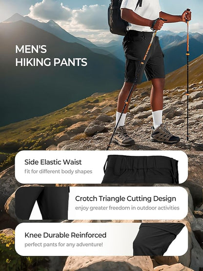 Men's Convertible Hiking Pants Waterproof Quick Dry Zip-Off Lightweight Tactical Multi-Pocket Outdoor Fishing Safari Trousers