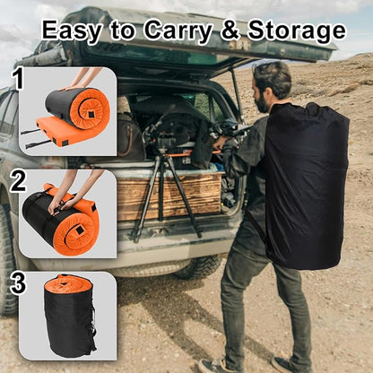 Memory Foam Camping Mattress pad, Comfortable Thick Floor Sleeping Mat for Adults with Waterproof and Non-Slip Bottom, Portable Roll Up Mattress for Sleepover Guest,Cot Mad for Car Camping