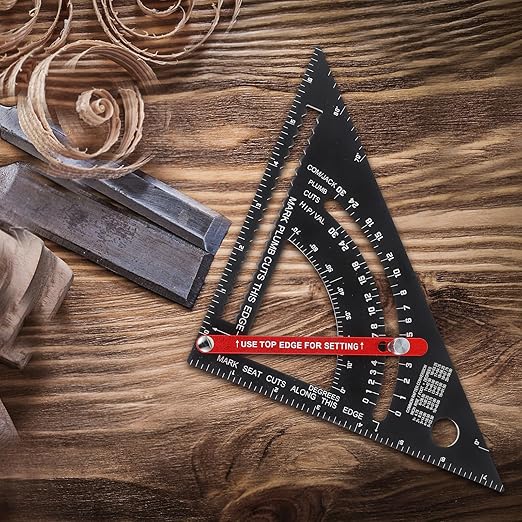 VALICLUD Adjustable Woodworking Ruler Aluminum Alloy Multifunctional Carpenter Triangular Measuring Tool with Precision Angle Scale for Accurate Measuring and Layout
