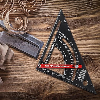 Luxshiny Adjustable Aluminum Alloy Tool for Carpenters Precision Rafter Triangle Ruler with Angle Scale for Woodworking and Carpentry Measurement