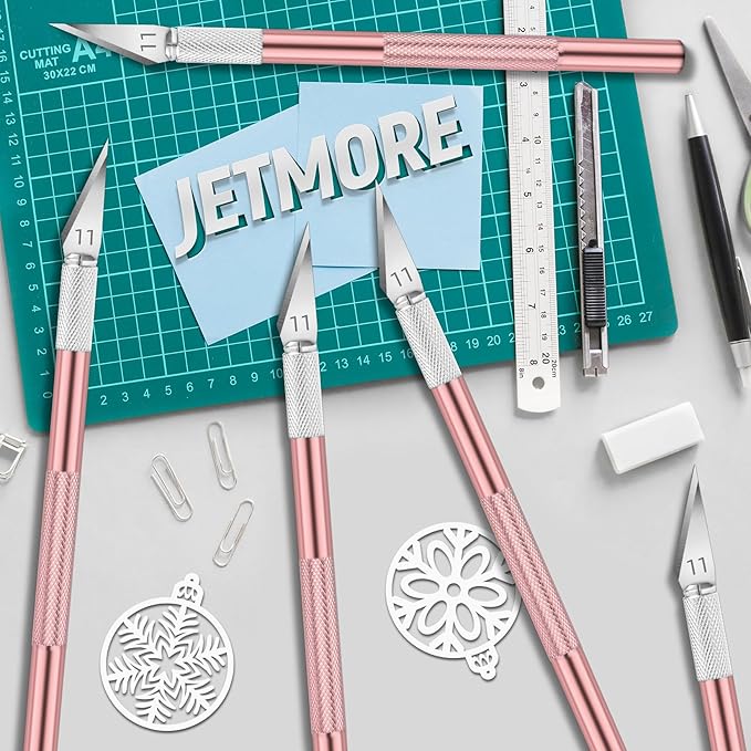 10 Pack Exacto Knife Set – Precision Craft Knife, Hobby Knife, and Art Knife Kit for Cutting, Carving, Engraving, Scrapbooking, and DIY (Pink)