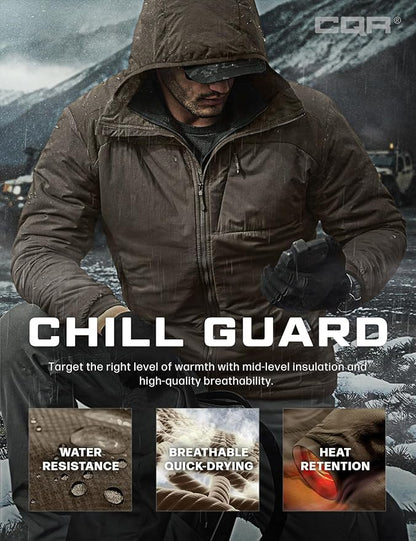 CQR Men's Lightweight Insulated Jacket, Windproof Packable Water Resistant Warm Active Coat for Hiking Work Outdoor Tactical