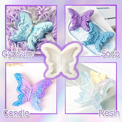 Silicone Molds for Candle Making, Rose Bear and Butterfly Designs, DIY Crafts and Baking, 3 Styles (Butterfly)