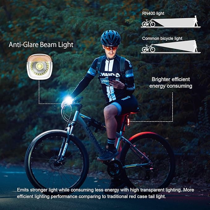 OLIGHT RN 400 LED Bike 400 Lumens Headlight and Seemee 30 C 30 Lm Bicycle Taillight Set, Rechargeable Type-C Waterproof Bike Light Set, Easy to Install for Road Urban Cyclists and Night Riding