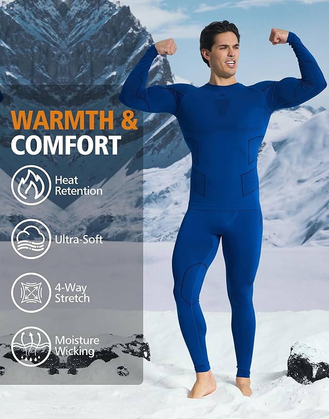 Pioneer Camp Thermal Underwear for Men Long Johns Quick Drying Top and Bottom Set Warm Base Layer Mens Cold Weather Skiing