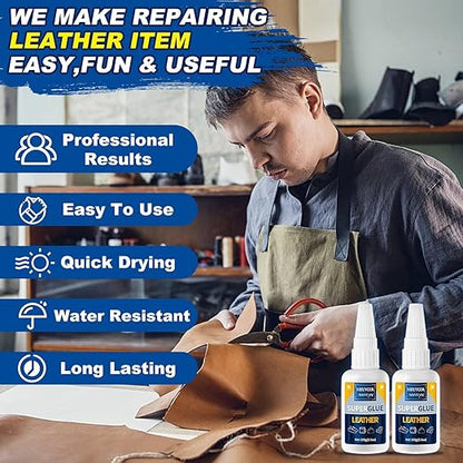 Super Glue for Leather - 100g Leather Glue Adhesive for Purses, Sofa, Shoe, and Furniture, Heavy Duty Waterproof Adhesive for Leathercraft, Upholstery, Faux Leather, Handbag, Leather Working