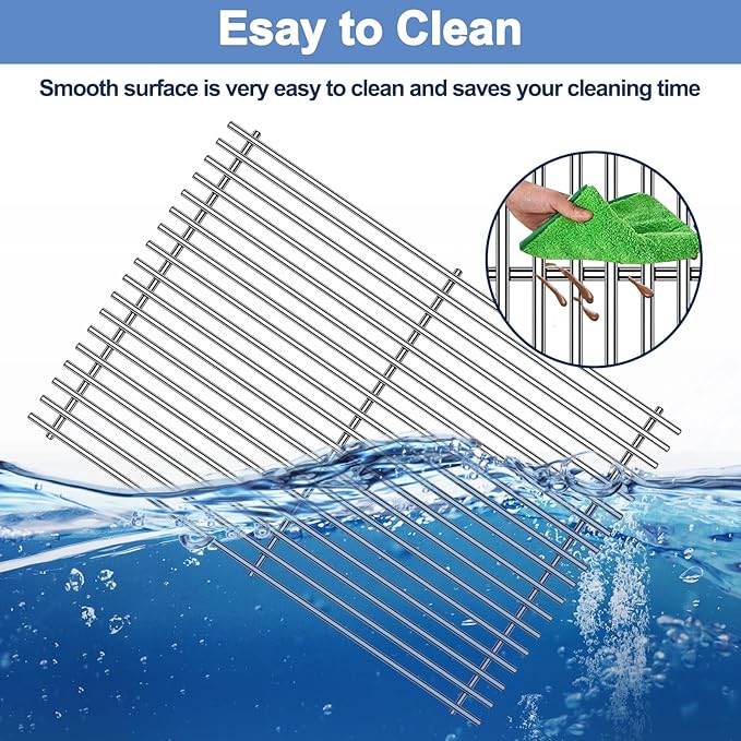 Stainless Steel 7524 7528 Grill Grates with 7620 7621 Flavorizer Bars 65505 Heat Deflectors and 62752 Burner for Weber Genesis Grill Parts 300 Series E310 E320 E330 S310 S320 S330