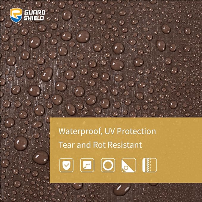 GUARD SHIELD Tarps Heavy Duty Waterproof 18x24 Feet Brown/Bright Silver Poly Tarp Cover Square Outdoor Thick UV Resistant Tarpaulin with Grommets 10mil