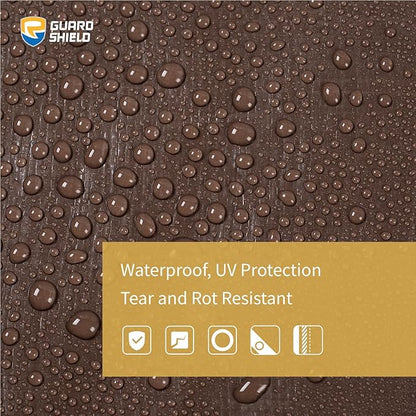 GUARD SHIELD Tarps Heavy Duty Waterproof 12x12 Feet Brown/Silver Poly Tarp Cover Outdoor Thick UV Resistant Tarpaulin with Grommets 10mil (2-Pack)