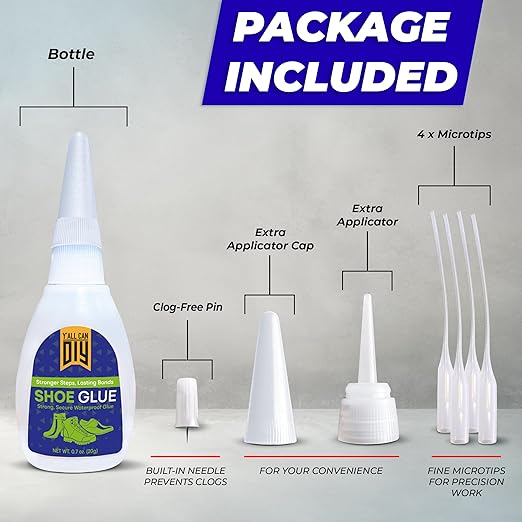 Y’allCanDiy Super Glue for Shoe. Heavy Duty Shoe Adhesive for Shoe Sole Repair and Applicable as Waterproof Boot Shoe Repair Glue. Cyanoacrylate Based CA Glue for Rubber Soles