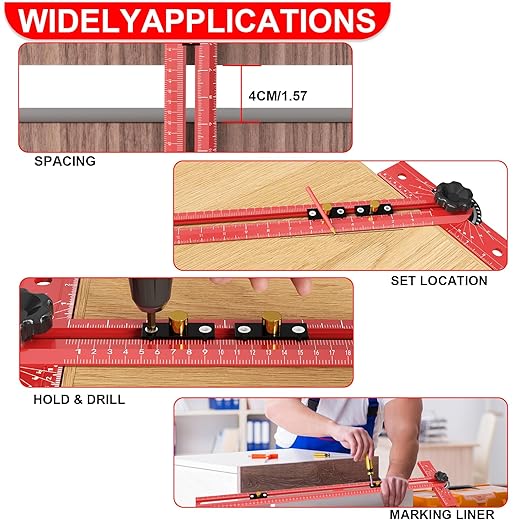 29 Inch Woodworking T Square Ruler, Precision Drilling Positioning Measuring Tools, Adjustable Aluminum Alloy Sliding T-Square Ruler with Angle Adjustment for Carpenter Work and Architec