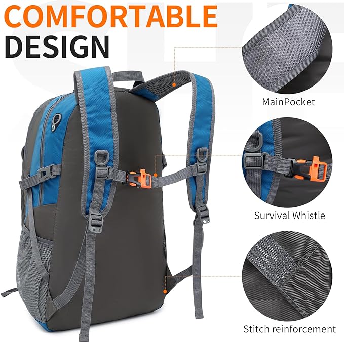 40L Hiking Backpack Lightweight Daypack Waterproof Travel Camping Backpack for Men Women Sport Packable