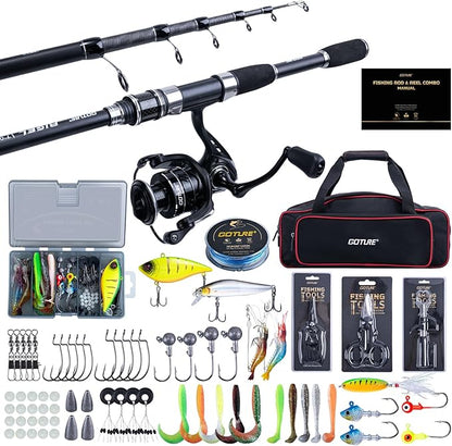 Goture Fishing Rod and Reel Combo,Fishing Pole,Telescopic Fishing Rod Kit with Spinning Reel, Telescopic Fishing Pole with Carrier Bag for Freshwater Saltwater for Men Women