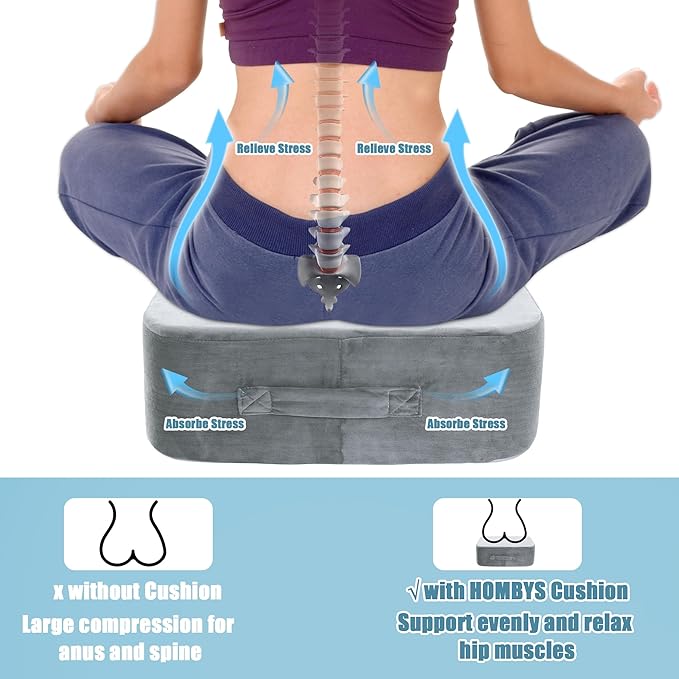 HOMBYS Extra Thick Seat Cushions for Office Chair,Adult Booster Seat for Car,Memory Foam Car Cushion for Height,Chair Cushions for Elderly Wheelchair,Desk Chair Seat Cushion (Dark Grey)