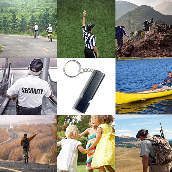 4-Pack Loud 120dB Double Tube Emergency Whistle - Aluminum Alloy, Corrosion-Resistant Safety Whistle with Lanyard & Keychain-Ideal for Camping Hiking Boating Fishing Survival Tool