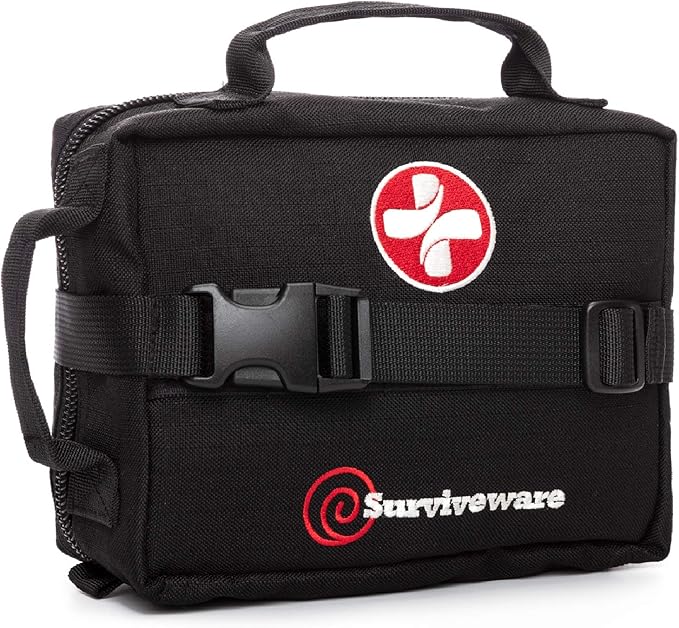 Surviveware 119 Pcs Comprehensive Premium Survival First Aid Kit - Medical Emergency Kit for Travel Camping Gear, Home Essentials & Outdoor Emergencies - HSA & FSA Eligible Survival Kit