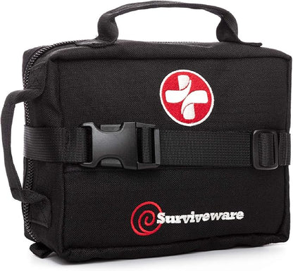 Surviveware 119 Pcs Comprehensive Premium Survival First Aid Kit - Medical Emergency Kit for Travel Camping Gear, Home Essentials & Outdoor Emergencies - HSA & FSA Eligible Survival Kit