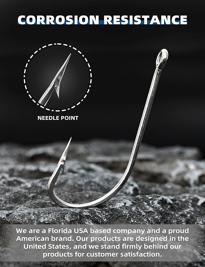 BLUEWING Stainless Steel SS O' Shaughnessy Hooks 5pcs/10pcs Heavy Duty Long Shank for Saltwater & Freshwater