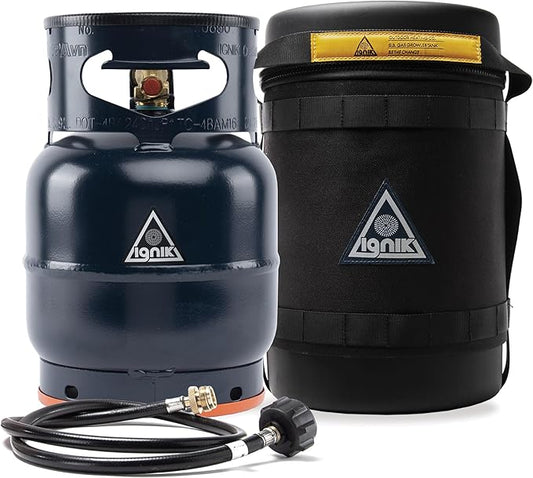 Ignik Refillable Gas Growler Deluxe 5-Pound Propane Tank with Carry Case and Adapter Hose