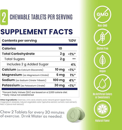 SaltStick Electrolyte FastChews - 120 Green Apple Chewable Tablets - Salt Tablets for Running and Hydration, Electrolyte Chews - 120 Count