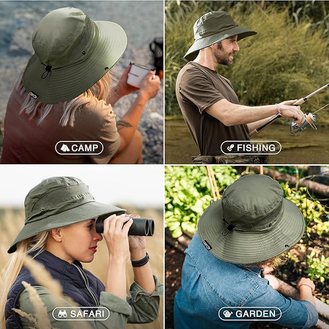GearTOP Safari Hat for Men Sun Hats for Women UV Protection UPF 50+ Fishing, Gardening, Hiking Hat (22-23 1/2")