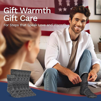 Buttons & Pleats Wool Socks for Men & Women Merino Thermal Warm Cozy Winter Boot Sock