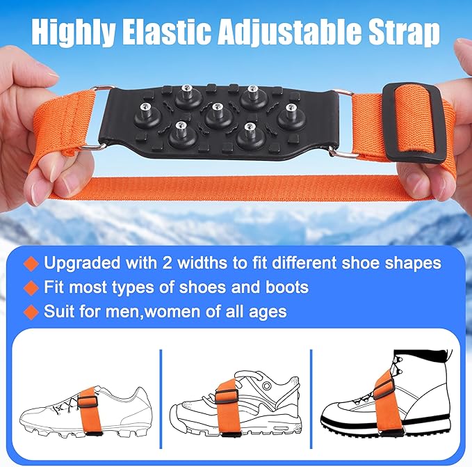 Mid-Sole Ice Cleats for Shoes and Boots Non Slip Ice Shoes Gripper Crampons for Hiking Boots Women Men Outdoor Indoor Traction Cleat Walking on Snow Winter Ice Fishing Gear