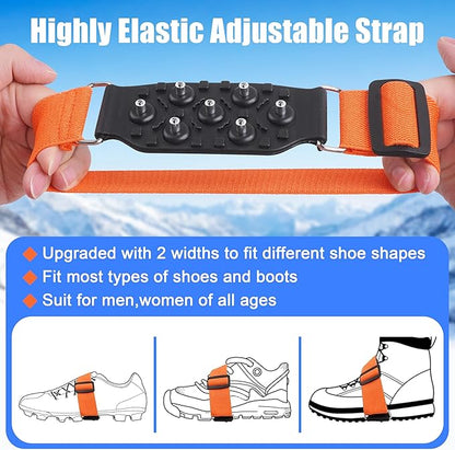 Mid-Sole Ice Cleats for Shoes and Boots Non Slip Ice Shoes Gripper Crampons for Hiking Boots Women Men Outdoor Indoor Traction Cleat Walking on Snow Winter Ice Fishing Gear