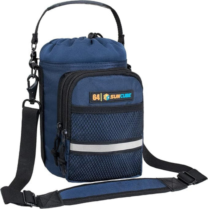 SUN CUBE Water Bottle Carrier with Strap, Insulated Water Bottle Carrier Bag with Phone Pocket Pouch, Sleeve Sling Purse Crossbody Bottle Holder for Walking, Sports, Hiking Accessories 40/64 oz