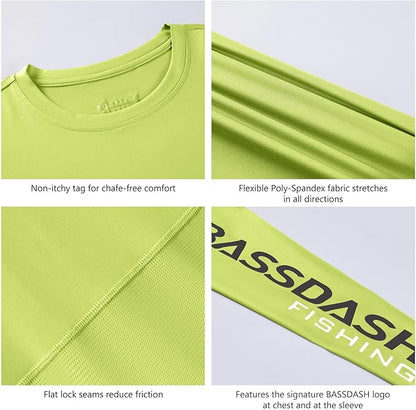 BASSDASH Fishing T Shirts for Men UV Sun Protection UPF 50+ Long Sleeve Tee T-Shirt
