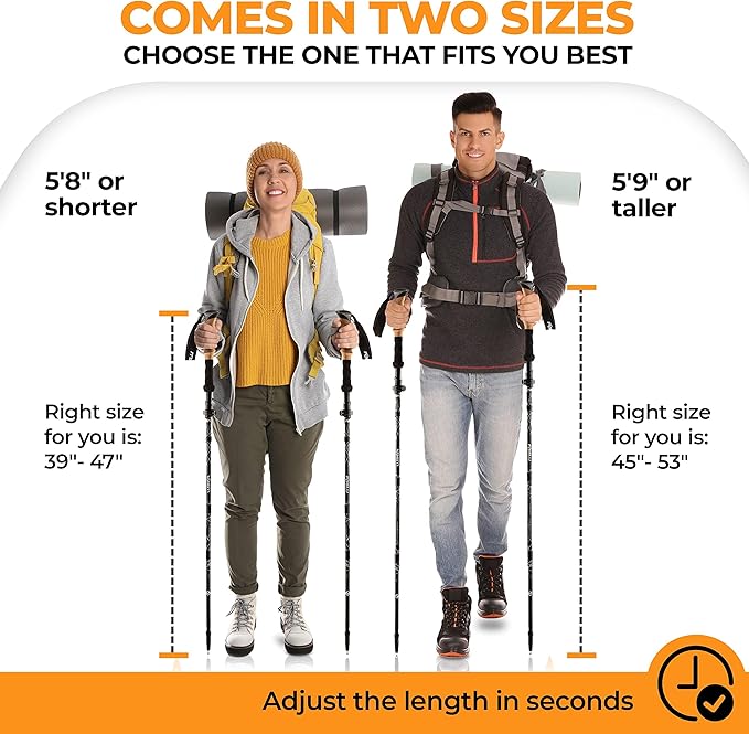 Foxelli Lightweight Trekking Poles – Compact Walking Sticks with Quick Locks, Ergonomic Cork Grip & All-Terrain Accessories – Adjustable Collapsible Poles for Travel & Hiking