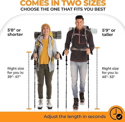 Foxelli Lightweight Trekking Poles – Compact Walking Sticks with Quick Locks, Ergonomic Cork Grip & All-Terrain Accessories – Adjustable Collapsible Poles for Travel & Hiking