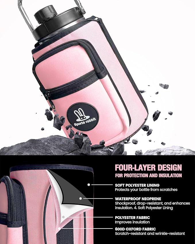 Sports rabbit Universal Water Bottle Holder – Durable Oxford & Neoprene Hybrid Design Compatible with Stanley 30/40oz Handled & 64/87oz Straight Tumblers, Adjustable Strap for Gym, Travel, Outdoors