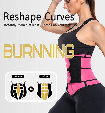 ANGOOL Neopren Waist Trainer for Women,Workout Plus Size Trimmer Belt Sauna Sweat Corset Cincher with Zipper