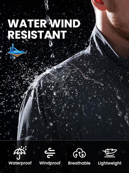 Men's Lightweight Waterproof Jacket,Tactical Rain Zip Up Softshell Jacket Windbreaker Casual for Hiking Travel Golf