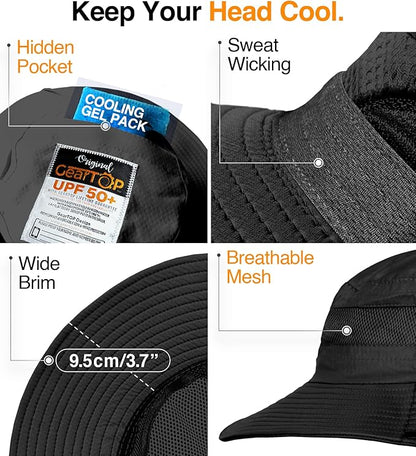 GearTOP Safari Hat for Men Sun Hats for Women UV Protection UPF 50+ Fishing, Gardening, Hiking Hat (22-23 1/2")