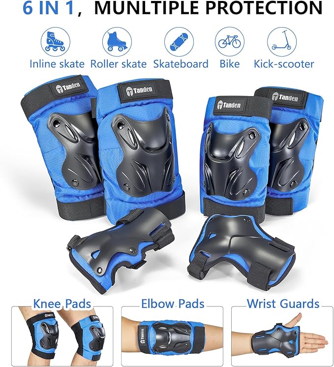 Skating Protective Gear Knee and Elbow Pads Wrist Guards for Roller Skating Skateboarding, Skate Pads Adult Knee Pads