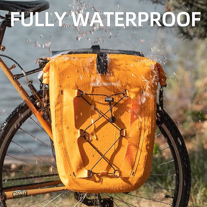 ROCKBROS Bike Panniers Waterproof Bike Rear Rack Bag Max 30L Large Capacity Bike Rear Panniers for Cycling Traveling Commuting
